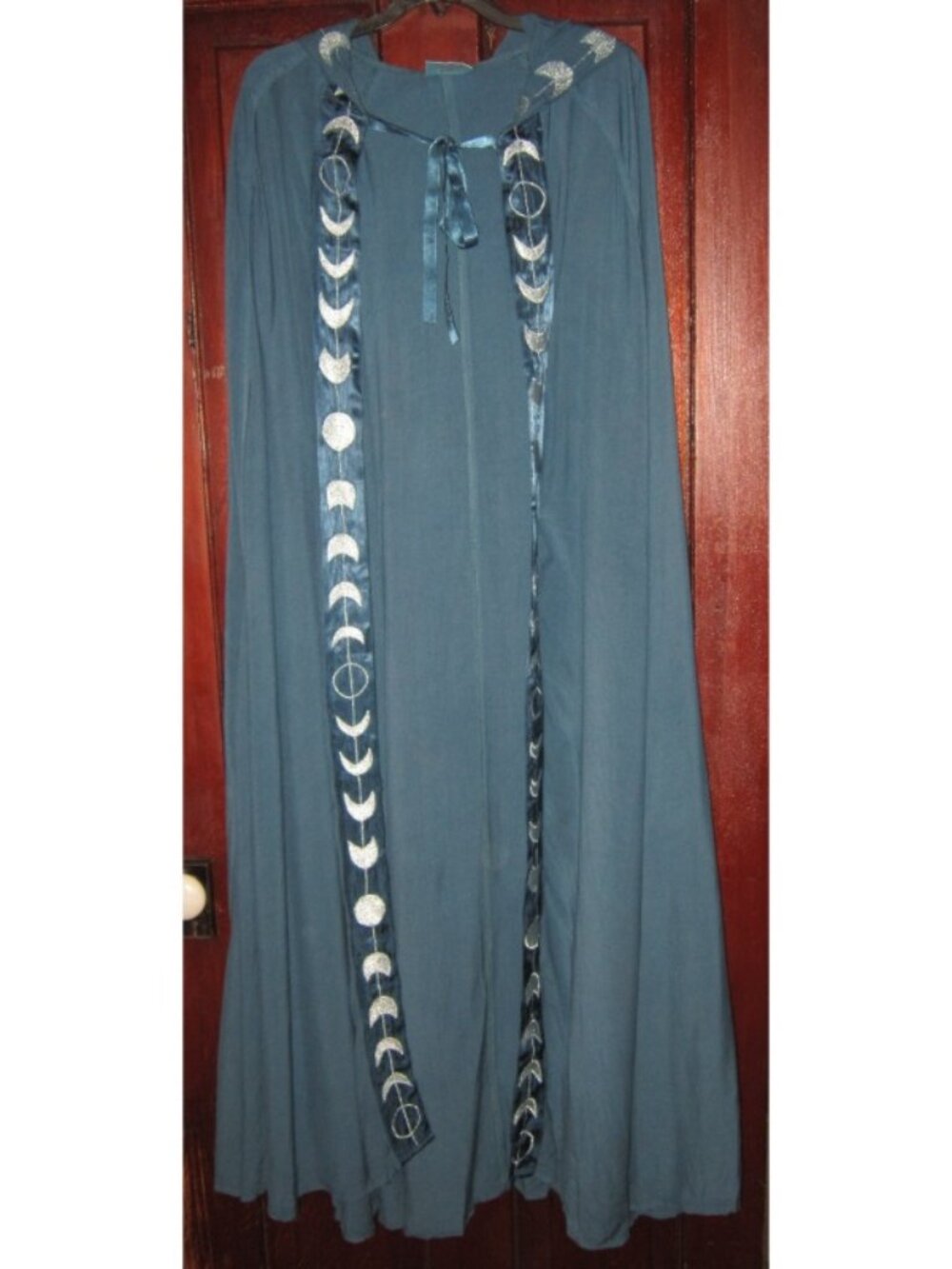Holy Clothing S Nyx Cloak Hood Majolica Blue Silver Ren Fair Witch Wizard Moons